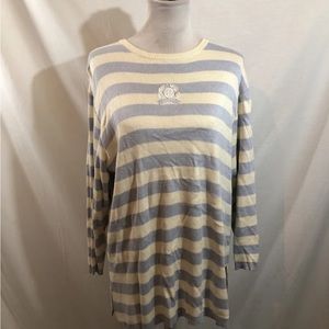 St John Sport Light Blue & White Striped Sweater - Women’s Small, Bust 24”